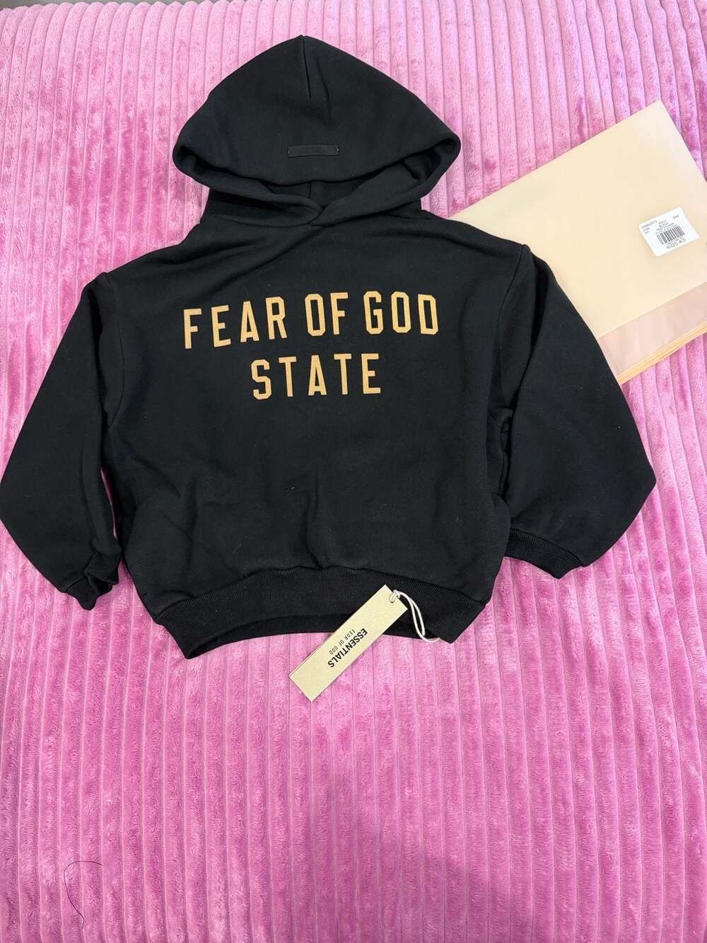 Fear of God Essentials Kids Fleece Hoodie Black Size 4/5